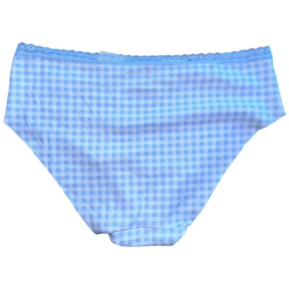Hipster Lace Trim Panty Blue Gingham Plaid XXXL - Picture 8 of 16